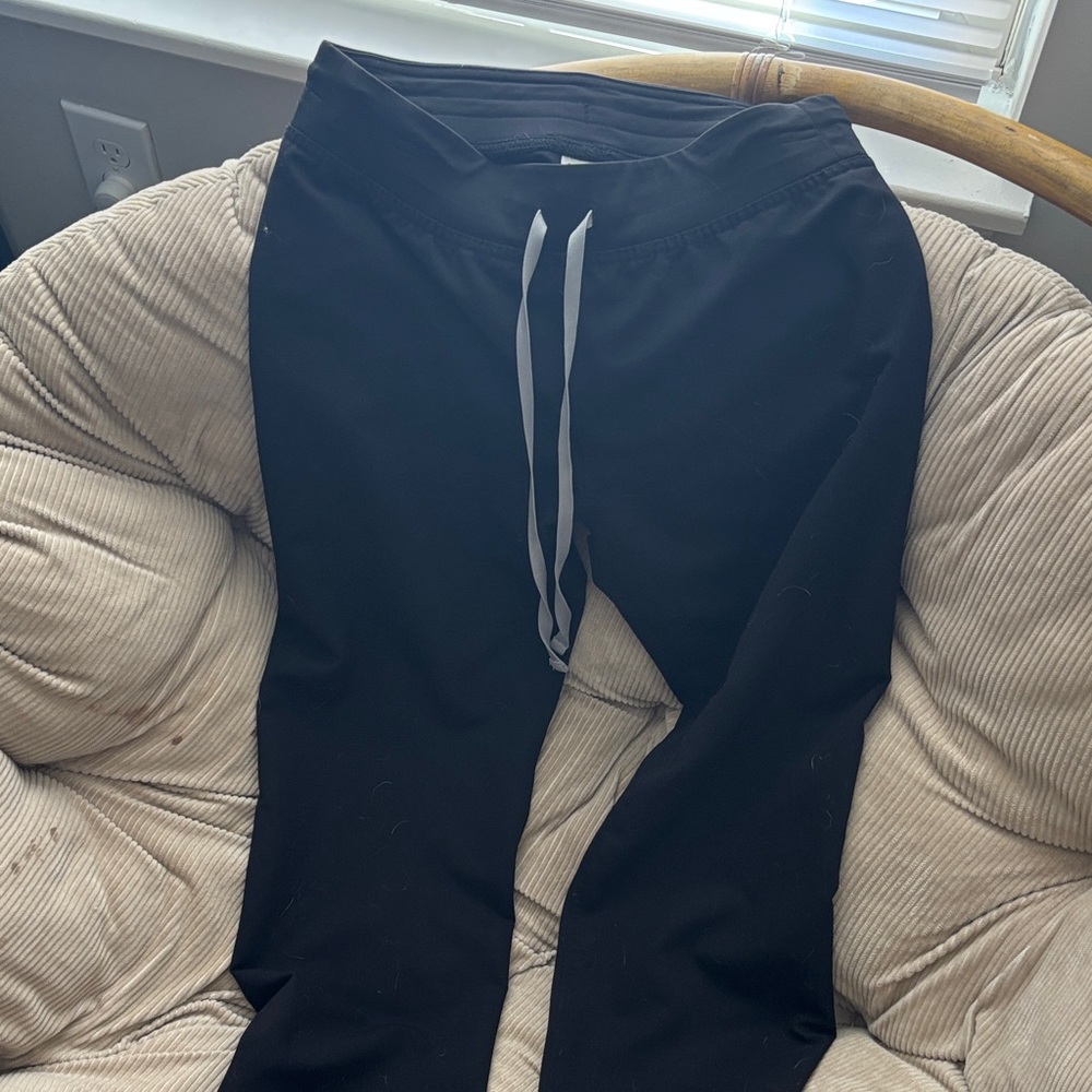 Figs Black Jogger Pants with Gray Drawstring